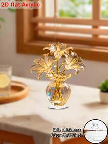 1 Bình hoa 2D phẳng - 1 Bình hoa pha lê thanh lịch với hoa ly trắng và họa tiết vàng - Trang trí phòng ngủ, phòng khách, văn phòng | Lý tưởng cho đám cưới, kỷ niệm, sinh nhật, tốt nghiệp, trang trí bình hoa, quà tặng ngày Valentine, trang trí nhà cửa - đầy màu sắc - Xem 12