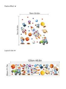 mama look 1pc, Multi-Size, Space, Planet, Rocket, Astronaut, Alien, PVC Removable Wall Sticker, Suitable For Bedroom, Living Room, Study, Dining Room, Corridor, Bathroom, Home Wall Decor, Room Decoration, Etc. - Multiple Styles - View 9