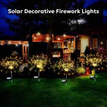 1pc Solar Firework Lights, Waterproof Outdoor Garden Decor Lights, Solar Flashing Landscape Lights With 90 LED Beads, Suitable For Backyard, Patio, Path, Lawn, Party, Walkway Decoration - Fireworks Lights - View 8