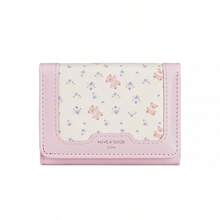 Korean Style Minimalist Printed Patchwork Short Wallet, Women's Niche Multi-Card Holder ID Case Card Pouch Cute Portable Coin Purse - Multicolor - View 12