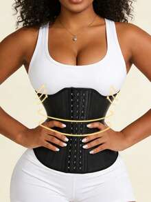 Strong Waist-Cinching Shaping Bodysuit With Multi-Row Adjustable Buckles, Slimming Waist Cincher For Women, Body-Sculpting Shapewear For Sports And Body Contouring - Black - View 8