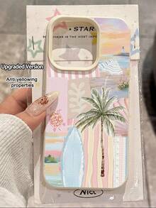 Resort Style 1pc Minimalist Summer Surfboard & Palm Tree Pattern, Compatible With Apple/Phones 17/16/15/14/13/12/11 Series. Holiday Accessories. Customizable Things Cheap  Phone Case Phone Case 15 Squishy Phone Case Phone Case Cute 17 Case Cheetah Print Phone Case Valentine's Day Gift Giving 17 Pro Max Case 13 Phone Cases Novel Case Fundas Para Yellow Custom Phone Case Holiday Special Offer Phone Cases 17 Pro Case - 白色的 - 查看 9