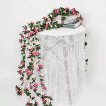 2件套 98英寸超长双色粉色人造玫瑰藤蔓花环 - 适用于家居、花园、婚礼、派对、生日、情人节、母亲节、万圣节、圣诞节和亡灵节装饰 - 彩色 - 查看 11