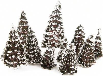 Yetaha 16PCS Mixed Scale Snow-Covered Cedar Trees, Winter Pine Tree Models 6_8_10_12cm, Miniature Trees For Diorama &Amp; Model Train Scenery, Village, Railway, Winter Landscape (4pcs Each Size)