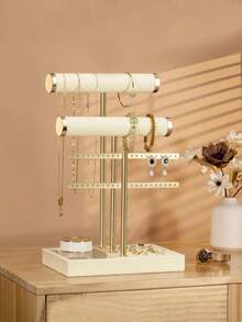 1pc 3-Tier Bracelet Display Stand - Jewelry Organizer, Detachable T-Bar Beige Velvet Bracelet Holder, Jewelry Storage Rack For Bracelets, Necklaces, Earrings, Rings, Unique Gift For Women, Mothers, Jewelry Box - Multicolor - View 16