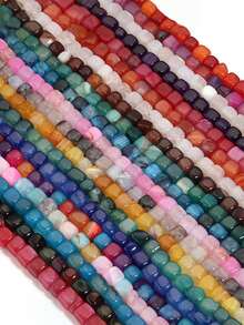 1 Untai Manik-manik Batu Kristal Alami Sugaragate 8x8mm Pola Naga Persegi untuk Pembuatan Perhiasan DIY Gelang Kalung Aksesoris - MultiWarna - View 3