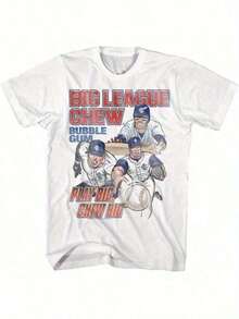 Men'S Vintage Baseball Graphic T-Shirt - "Big League Chew" Design, White Crew Neck Short Sleeve Tee For Casual & Athletic Wear, Summer Casual Wear/Retro Baseball Design/Durable Fabric Is An Excellent Gift For Father's Day, Mother's Day, Birthday Or Christmas KQXT - trắng - Xem 8