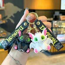 How to Train Your Dragon 1pc Cute Toothless Dragon Silicone Keychain Set, Night Fury And Light Fury Bags For Wristbands, Durable 3D Character Keyring, Perfect For Backpacks, Keys, And Daily Styling, Perfect For Dragon Fans And Accessory Enthusiasts(Stochastic Style) - Multicolor - View 5