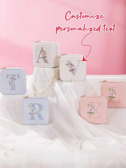 Conjunto de regalo personalizado y personalizado para el Día de la Madre, con servicios de personalización exclusivos, caja de almacenamiento de joyas de viaje personalizada, un accesorio de viaje esencial, resistente al agua y al desgaste, capaz de almacenar varios tipos de joyas. Un regalo personalizado adecuado para mujeres, niñas, madres, tías, hermanas y damas de honor. Es una excelente opción para regalar a ti mismo, a tus mejores amigos, padres, familiares, colegas, compañeros de clase, hermanos, abuelos y seres queridos.
