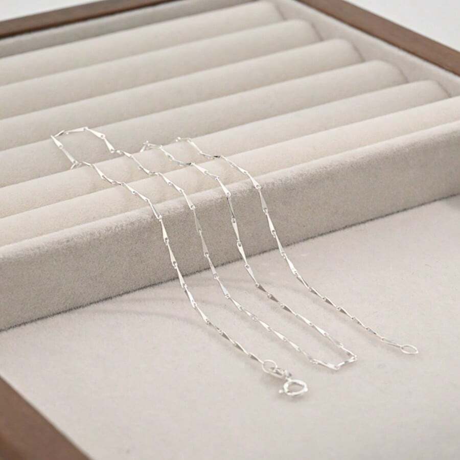 1pc S925 Sterling Silver Low-Allergy Fine Chain Necklace - Anti-Oxidation Minimalist Chain, Suitable For Sensitive Skin, Perfect For Daily Wear And Layering On Special Occasions
