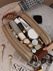 Camel Waterproof PU Leather Multifunctional Makeup Bag Double-Layer Large Capacity Portable Travel Cosmetic Bag Toiletries Storage Bag With Handle For Woman Dividers PU Makeup Bag Brush Storage Bag Men Business Wash Bag School Supplies Travel Essentials Make Up Bag Holiday Essentials Makeup Bags Makeup Pouch Makeup Organizer Holiday Winter 2024 Make Up Organizer Makeup Storage Back To School Supplies,Summer, Beach Bag, Beach, Purse, Purses, Purses And Bags Women, Cruise Essentials, Mothers Day Gifts Women, Gold Purse, Travel Essentials, Beach Accessories For Women, Vacation Essentials, Llaveros Para Mujer, Bag, Mochilas, Tote, Wallet, Mothers Day Gift, Teacher Appreciation Gifts, Octobuddy [US-Based Shipping] - Lạc đà - Xem 2