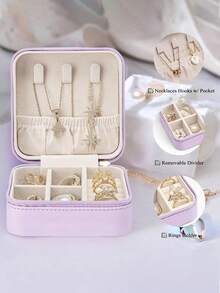 1pc Multi-Functional Travel Jewelry Storage Box, Mini Waterproof Jewelry Box, Detachable Jewelry Organizer Box, Women Rings Box, Travel Essentials, Travel Accessories, Bathroom Accessories, Suitable For Rings, Earrings, Necklaces, Watches, Lipsticks, Bracelets And Other Jewelry Storage, Graduation Season Gift, Birthday Gift, Mother's Day Gift, Valentine's Day Gift, Wedding Decoration, Bedroom Decoration - Multicolor - View 8