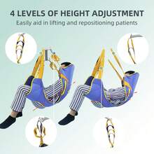 Full Body Patient Lift Sling, Toileting Transfer, Split Leg With Commode Opening, Head & Back Support, 5 Handles & 6 Straps, Fits Most Lifts - View 2
