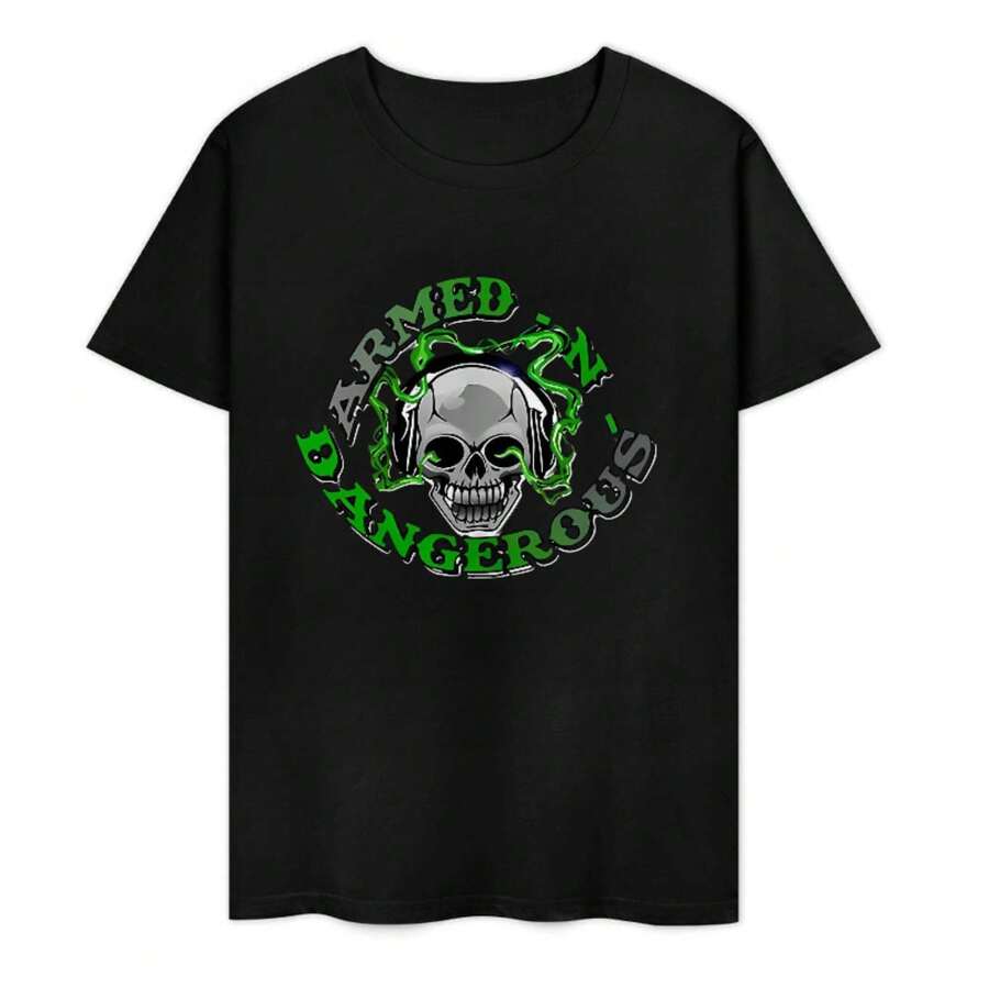Camiseta de algodón para hombres y mujeres casual entretenimiento vacaciones regalo al aire libre cómodo y transpirable - Negro - Ver 1