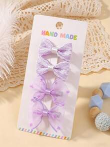 Bộ 4 kẹp tóc trẻ em/bé sơ sinh, làm thủ công với nơ ren và voan, kiểu mỏ vịt cổ điển, nhẹ nhàng, là giải pháp quà tặng và sử dụng hàng ngày hoàn hảo cho trẻ sơ sinh, trẻ nhỏ và bé gái. Lý tưởng cho quà tặng tắm bé và sinh nhật, phụ kiện hàng ngày và ngày lễ, lễ rửa tội và tiệc tùng, ảnh kỷ niệm cho trẻ sơ sinh, băng đô cài tóc. - Nhiều màu - Xem 9
