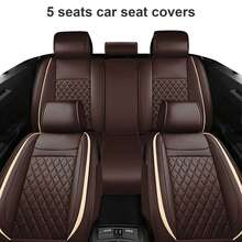 Unique Stylish Car Seat Covers For Women&Men, Waterproof & Wear Resistant Auto Seat Protectors, Easy To Clean Universal Fit Vehicle Seat Cushion Covers For Cars SUV Sedan, All Weather Protection (Brown With Beige Line) - 咖色和米色 - 查看 6