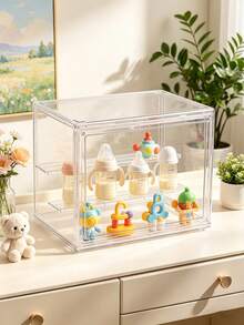 1 pieza Estante de almacenamiento ajustable de biberones de acrílico transparente, estantería de exhibición de juguetes con divisor extraíble y puerta magnética, adecuado para organizador de biberones de mostrador y gabinete - Multicolor - Ver 9