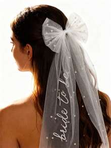 Bridal Pearl Bow Hair Clip, Suitable For Bachelorette Party And Pre-Wedding Hairstyles With Mesh Fabric - Multicolor - View 2
