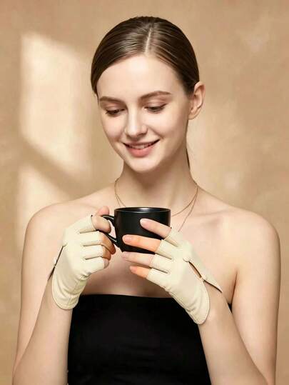 Women's Punk Street Style Fingerless Gloves - Elastic Micro-Bubble PU Leather, Khaki Non-Stretch Design, Suitable For Motorcycle Riding, Parties And Stage Performances, Stage Performance Gloves | Fingerless Glove Style | Decorative Gloves, Motorcycle Gloves