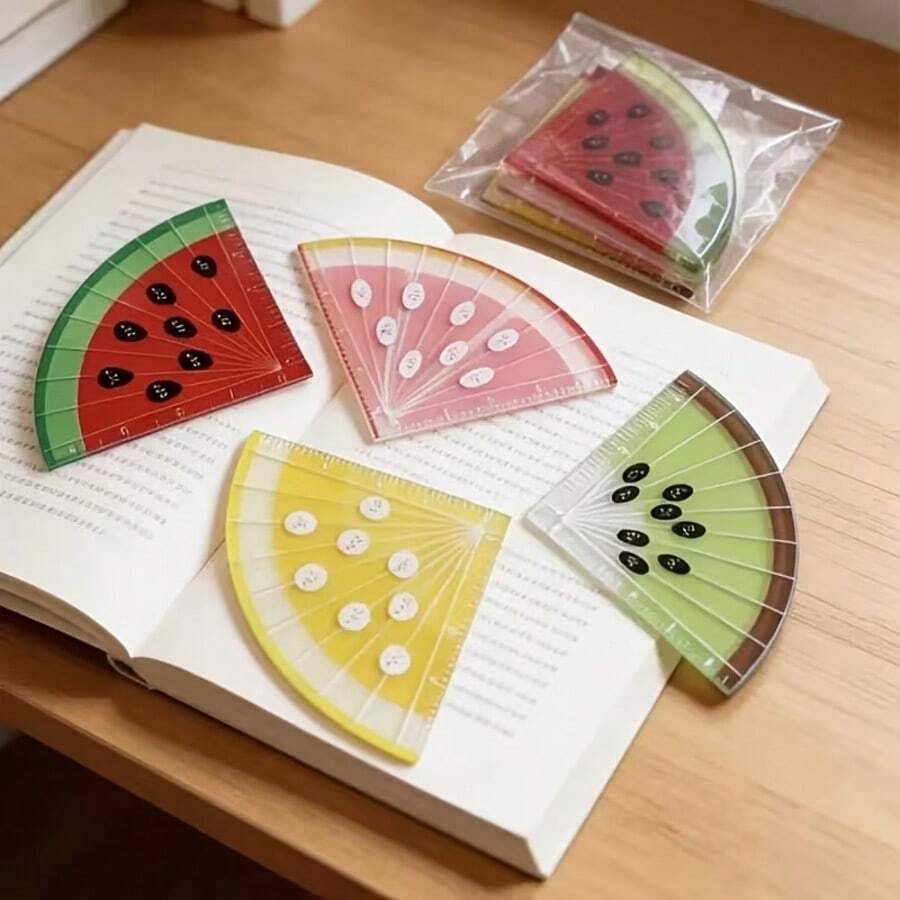 4pcs Mini Fruit Palm Ruler Acrylic Colorful Palm-Sized Ruler Pendant, Cute Measurement Convenient Pendant, Gift For Friends, Graduation Gift, Back To School Small Gift - Fruit - View 1