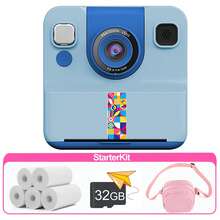 Kids Instant Print Camera, Digital Camera, Suitable For Birthday Gifts For Boys And Girls Aged 3-13+, 1080P HD Video, Dual Cameras (Front & Rear), HD Video Recording, Instant Print, With Zoom And Anti-Shake Function, Compact And Portable Design, Suitable For Travel, Family Photos And Outdoor Activities - Blue/Purple/White, Portable Camera (1300mAh Rechargeable Battery) - Multicolor-a30 - View 25