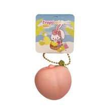 1 pieza Llavero de conejo café esponjoso de simulación de fruta pequeña, de PU suave, de recuperación lenta, con forma de fresa y durazno, para alivio del estrés, de alta apariencia, para apretar y descompresión, regalo para escritorio de oficina - Multicolor - Ver 15