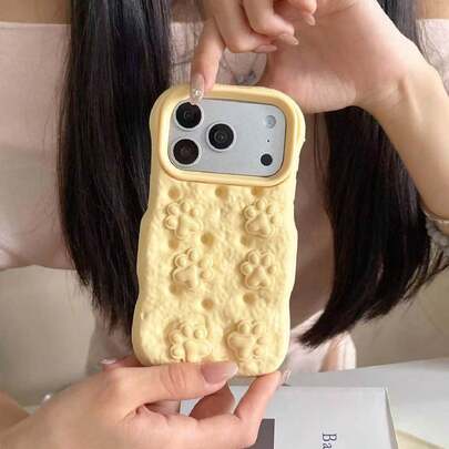 New Fashion 3D Realistic Bread & Cat Paw Design Phone Case, Suitable For IPhone 16 Pro Max, 17 Pro, 13, 14 Pro, 15 Pro, Silicone Shockproof Protective Cover