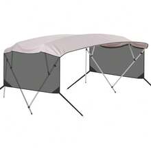 TEQIN Marine Grade 600D 4 Bow Bimini Top Replacement Canvas For Boats, Sun Shade Cover, Detachable Mesh Side Curtains, Storage Boot, Water Resistant, No Frame - Grey-4BOW8'*91-96"*54" - View 2