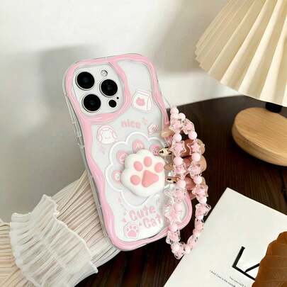 2 Peças Conjunto (Capa de Telefone Exclusiva com Pata de Gato Fofa + Protetor de Pulseira Estrela Feita à Mão) Compatível com Galaxy S22/23/24/S25/A04/05/06/A07/A17/A14/A15/A16/A24/A25/A34, Note 7/8/9/10/11/12/13/14, 9/10/12/13C/14C/A5, Honor X, HW, C53 C55. Também se Ajusta a Capas de Telefone iPhone17/16/11/13/15Plus/15Pro/15ProMax/12/14ProMax/11ProMax/12Pro/12ProMax/13Pro/13ProMax/14Pro/14Plus/Honor X7B 4G, À Prova de Choque e Confortável de Segurar, Adequado para Uso Diário.