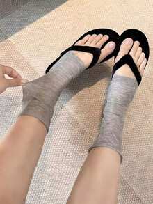 4 đôi tất cổ ngắn kiểu ballet màu xám, tất cao đến đầu gối đa năng dành cho nữ, mùa xuân/hè. - Nhiều màu - Xem 11