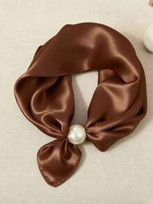 1pc Solid Color Pearl Magnetic Triangle Scarf Necklace, Versatile Decorative Collarbone Chain For Women - Multicolor - View 4