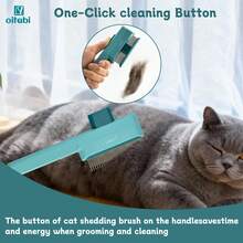 A 1 Piece Pet Comb, Flea Comb For Cats And Dogs, Stainless Steel Round-Tooth Cat Comb With Release Button, Self-Cleaning Pet Comb, Suitable For Removing Pet Hair, Tangled Hair, And Loose Hair - 1L - View 6