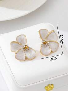 1 Coppia di Orecchini Floreali Delicati, Design Dolce e Fresco, Adatti Come Regalo, Per Uso Quotidiano, Vacanze e Abbigliamento da Appuntamento - Bianco - Visualizzare 5