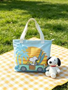 SNOOPY 1个史努比帆布手提包，小巧便携，时尚妈妈包，大容量托特包，便当包，可爱设计，方便收纳，适合日常使用和旅行，也适合作为礼物送给朋友。 - 彩色 - 查看 3