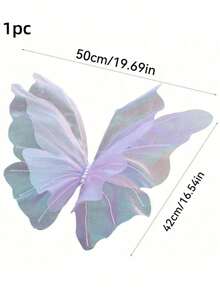 Large Faux-Silk Butterfly (1 Piece Or Set Of 5)-Perfect For Backdrop Decoration. These Large, Sheer, Realistic Butterflies Are Suitable For Wedding Backdrops, Outdoor Garden Decor, Themed Birthday Parties, Home Styling, Table Settings, And More. - Multicolor - View 6