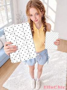 黑白波点图案保护套，兼容 iPad Air 8(M4)2026(11 英寸)、Air 4/5 10.9 英寸、7/8/9 10.2 英寸，内置笔槽，兼容三星 Tab S6 10.4 英寸，兼容 Kindle 第 11 代(2022/2024)、Kindle Clara 2E、Clara Colour、Clara BW (6 英寸) 和 Libra Colour (7 英寸)，可爱少女时尚设计，平板电脑桌面装饰，生日和节日礼物。 - 彩色 - 查看 3