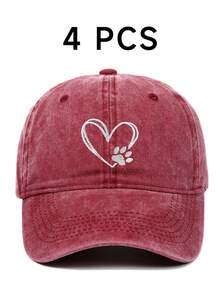 New Unisex Baseball Cap With Heart And Dog Paw Print, Outdoor Sun Protection Lightweight Hat - Baseball Cap - View 12