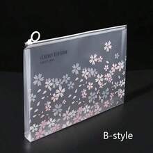 A4 Waterproof Cherry Blossom Style File Storage Zipper Bags, Used For Organizing Study Supplies, Study Office Supplies, Home Organization, And Travel Storage - Multiple Styles - View 9