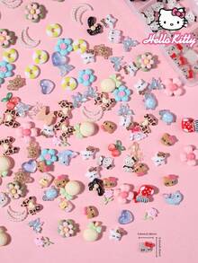 SANRIO 三麗鷗 24格 240入裝 Hello Kitty 卡通美甲裝飾套組，24款春季 DIY 水鑽系列，含 Hello Kitty 貓、3D 花朵、蝴蝶、星星、海豚、櫻桃、貓眼愛心、蝴蝶結、烏龜、棒棒糖、樹木及 Cinnamoroll 設計迷你平底水鑽裝飾 - 彩色 - 查看 5