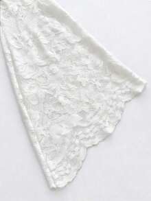 Body entero sensual elegante  nueva 2026 escote profundo manga campana encaje con lazada delantero color burdeos para fiestas, San Valentín y vacaciones playa - Blanco - Ver 6