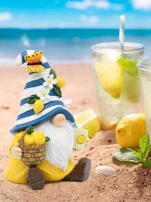 Lemon Decor Spring Gnome, Mediterranean Decor Resin Sculpture, Lemon Party Home Kitchen Office Tiered Tray Decor, Summer Gnome Gift - A - View 4