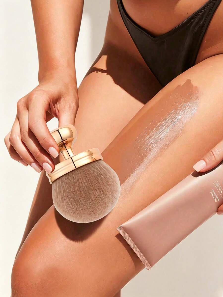 Extra Large Oval Kabuki Body Makeup Brush, Suitable For Self-Tanning Spray And Back Tanning, Seamless Application Of Self-Tanning Powder Foundation On Legs, Face And Body, Body Scrub, Bath Brush