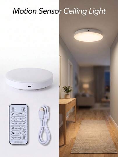 JYWDlights Đèn LED âm trần hiện đại màu trắng, 1 bóng, dung lượng 10000mAh, kích thước 7.7 inch, cảm biến chuyển động radar, chất liệu ABS+PC, có thể sạc lại, điều chỉnh độ sáng không dây, 3 màu, kèm điều khiển từ xa, thích hợp cho hành lang, tủ quần áo, phòng tắm.