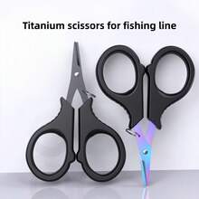 1 Pair Unisex Fishing Scissors, Multipurpose Fishing Pliers, Line Cutter, Non-Slip Blades, Sharp Cutting, Portable, Titanium Coated, Metal Material, Suitable For Fishing, Outdoor Activities - Multicolor - View 6