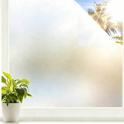 Película de privacidad para ventanas de vidrio con kit, decorativa, con bloqueo UV, control de calor, estática, removible, para baño, dormitorio, puerta, cubiertas para el hogar, pura