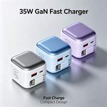 1个35W快充可折叠USB-C充电器，PD墙充，带可伸缩Type-C线缆和双端口，兼容 17 Pro Max/17 Pro/17/Air/16/15、Pixel设备 - 美規A型插(110-127V) - 查看 2