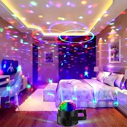 1 Đèn Quả Cầu Disco - Đèn chiếu quả cầu pha lê ma thuật đa chức năng trong nhà, thích hợp cho tiệc tùng, phòng karaoke và trang trí sinh nhật, sử dụng nguồn USB, nguồn sáng LED, chất liệu ABS, quà tặng cho bạn bè và gia đình.