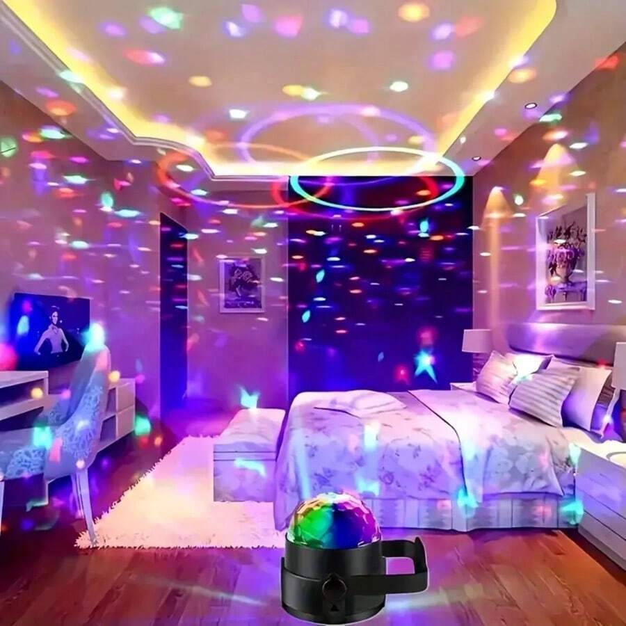 1 Đèn Quả Cầu Disco - Đèn chiếu quả cầu pha lê ma thuật đa chức năng trong nhà, thích hợp cho tiệc tùng, phòng karaoke và trang trí sinh nhật, sử dụng nguồn USB, nguồn sáng LED, chất liệu ABS, quà tặng cho bạn bè và gia đình.
