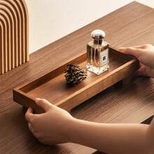 1pc Rosewood Jewelry Tray, Dresser Jewelry Cosmetic Display Organizer Plate, Desktop Key Storage Tray For Women Storage Organizer Travel Essentials Back To School Dormitory Storage - Brown - View 5