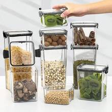 1/2 hũ thủy tinh vuông dày, trong suốt, có nắp đậy kín, dùng để đựng ngũ cốc, đồ ăn nhẹ và lá trà trong nhà bếp. - Trong sáng - Xem 6